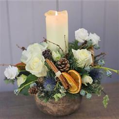 Let it Snow White Rustic Table Arrangement