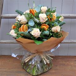 Rustic Peach &amp; Spiced Orange Hand-Tied Bouquet