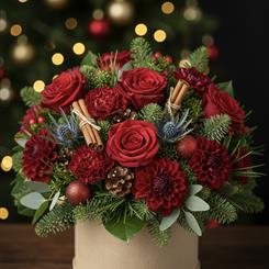 Christmas Red Rose Hat Box 
