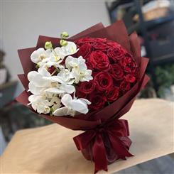 Eternal Love - Luxury Red Rose and Orchid Bouquet 