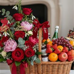 Be My Valentine Hamper - Floral &amp; Fruit Hamper