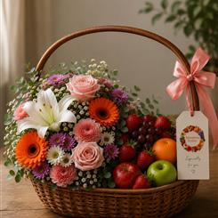 Bestie Blooms Fruit &amp; Flower Hamper 