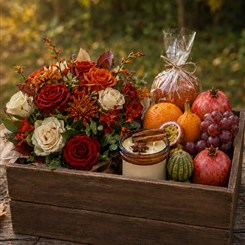 The autumn harvest fruit &amp; flower hamper 