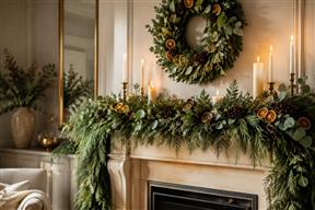 Bespoke Christmas wreath and mantel garland by Bloomin’ Chic Florist Oxford